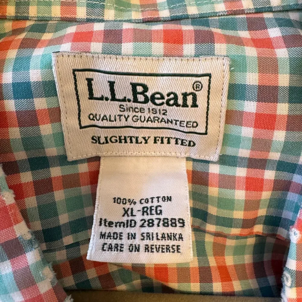 L.L. Bean Button Down Teal Coral Dress Shirt Men's Size XL Reg - Picture 4 of 6